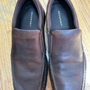 Rockport Brown Leather Slip-On Loafers Professional Style